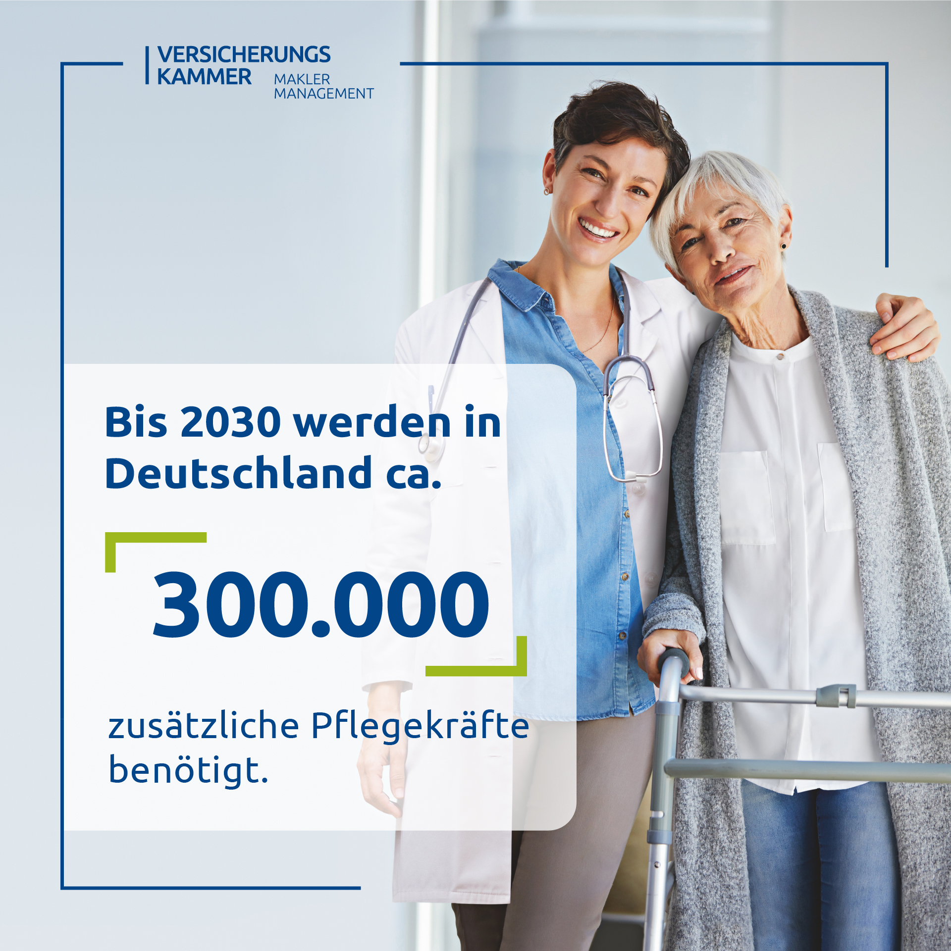 Bis 2030 werden in Deutschland ca. 300.000 zusätzliche Pflegekräfte benötigt.
